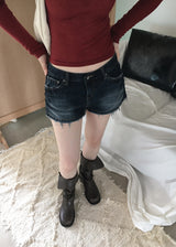  Koka Distressed Low-Rise A-Line Denim Shorts 