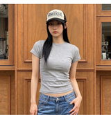 ストレッチコットンスリムショートスリーブTシャツ メランジ