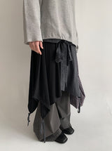 Likat Check Ribbon Wrap Midi Skirt