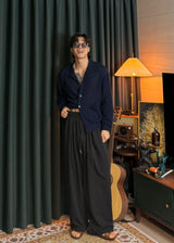 Planned Banding One-Tuck String Slacks