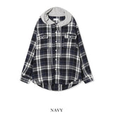 Wake check hooded shirt