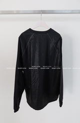 [UNISEX] leather glossy lettering oversized fit sweatshirt