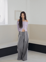 lace pocket wide slacks