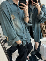 3 TAP Smoke Wrinkle Wash Denim Shirt (2color)
