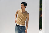 High ribbed logo sleeveless(Mustard)