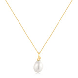 Natural Freshwater Pearl 925 Silver + 14k gold plating Necklace N058-02G