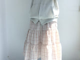 cream checkered pocket skirt