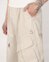 Metal Cotton Cargo Pants Beige