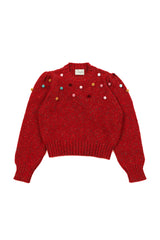 Pom Pom Mix Knit [Red]