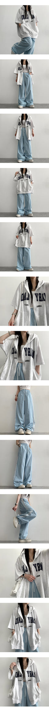 Mary Boxy Short Sleeve Hooded Zip-Up