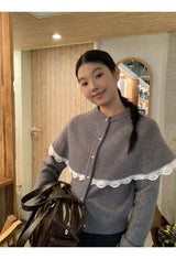 Cape Lace Frill Knit Cardigan