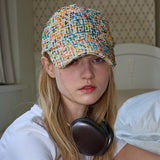 Round Logo Tweed Ball Cap (Yellow&Blue&Navy&Orange)