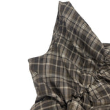 ONE-SHOULDER SHIRRING BLOUSE_CHECK BROWN