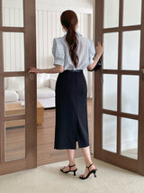 Billy Slit H-Line Long Skirt (Belt Set)