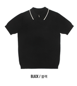 LMN ジェークツートーンジッパーカラー半袖ニット (4 colors)