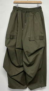 FRONT TWO RIVET POCKET BALLOON PARACHUTE COTTON BIG PANTS 💚🩶🖤🤎 - 4 COLORS
