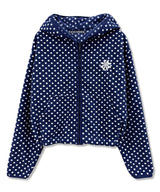 Polka Dot Fleece Hoodie Zip-Up_Navy