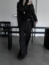 [unisex] pintuck wide laser slacks