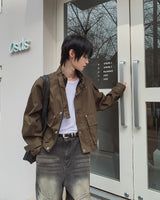 Flip Belt Crop Bomber Jacket