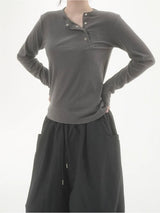 Recle diagonal button knit -4C