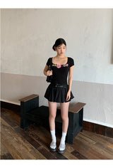 Real Flower Black Short Sleeve Tee