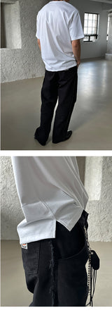 [S/S] Cut off cotton semi wide pants (3color)