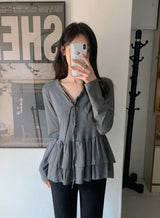 #Ribbon Strap Layered Tiered Cardigan (3color)