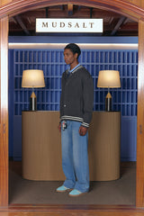 MODAL VARSITY KNIT CARDIGAN CHARCOAL