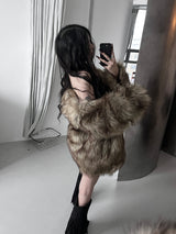 dual shade faux fur jacket (2color)