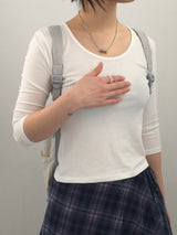 U-Neck Three-Quarter Slim Line Cotton Top