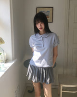 ポラドット ピンタックカラー半袖Tシャツ