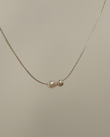 Brush pearl necklace (silver)