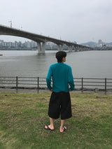 コーデュロイピンタックバミューダパンツ(black)