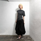ASYMMETRIC DRAPED T-SHIRT: CHARCOAL