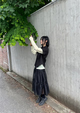 シースルーフリルロングスカート