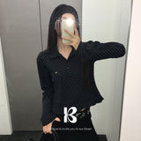ツイーティー フリルカラー ポルカドットロングスリーブTシャツ