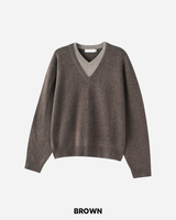 Inset Layered V-neck Knit