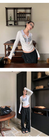 Pure Fake See-Through Two-Piece Long Sleeve T-Shirt