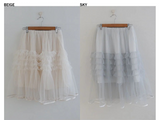 LAYERED TULLE RUFFLE MINI SKIRT (3COLORS!)