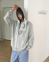 Kidder Check lace oversized-fit hooded zip-up