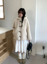 ヒュシピーチファズティアードミディスカート