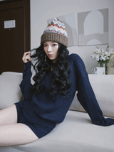 Twisted collar knit pants two-piece set