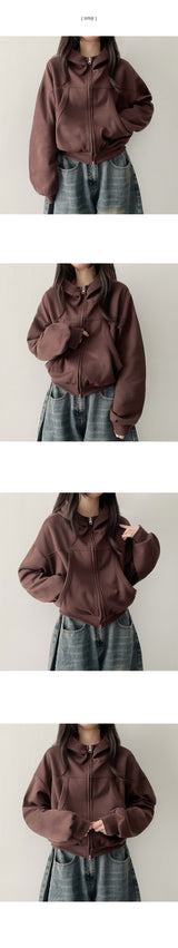 Pope Incision Pocket High Neck Hooded Zip-Up