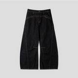 [Unisex]ステッチカーブフレアデニムパンツ