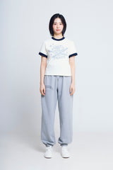 ユニバーサルプリント ½Tシャツ (ivory/navy)