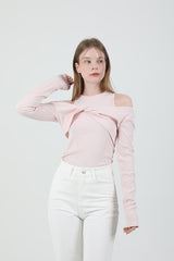 Layered Twist T-shirt Sleeveless Set Pink