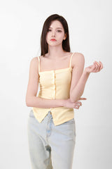 ボタンノースリーブトップス Yellow