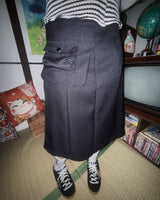 (3color) Pocket Wrap Belt Flare Midi Skirt
