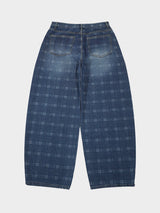 (UNISEX) Check Wide Denim Pants