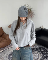 Kane Henley Neck Cotton Long Sleeve Tee
